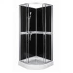 Kerra CLASSIC 90 BLACK hátfalas zuhanykabin tálcával, csapteleppel (CLASSIC90BLACK-F) - homelux