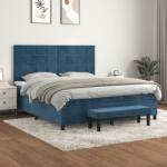 vidaXL sötétkék bársony rugós ágy matraccal 180x200 cm (3137861)
