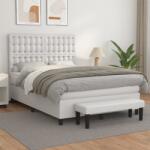 vidaXL fehér műbőr rugós ágy matraccal 140x190 cm (3137660)