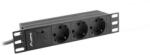 Lanberg 10" PDU/elosztósor 1U 16A 2m 3x Schuko aljzat Black (PDU-03F-0200-BK)