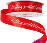  Boldog Születésnapot! " feliratos szatén szalag 20mm x 20m - Piros