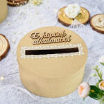  Esküvői persely natúr csipkés 25cm + Felirat - esküvői és kerti parti dekorációhoz