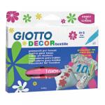 GIOTTO Флумастри 6 цвята Decor Textile, за оцветяване на текстилни изделия