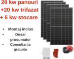 Deye Sistem complet fotovoltaic 20 kw panouri+ 20 kw trifazat +5 kw stocare (M-SIS-AC-20-20KW-5)