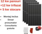 Deye Sistem complet fotovoltaic 12 kw panouri+ 12 kw trifazat + 5 kw stocare (M-SIS-AC-12-12KW-5)