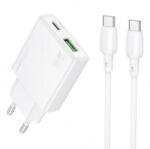 BOROFONE Incarcator retea Borofone "BN24" , Quick Charge 20W, 1 x USB, 1 x USB Type-C, Cablu USB Type-C la USB Type-C, 1m, Alb (6941991115653)