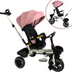 Pepita Fleppy Tricicletă cu scaun rotativ la 360°, scaun reglabil, mâner de împingere și coș - roz (TX-568-pink)