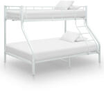 vidaXL Emeleteságy - Fém - 90x200/140x200 cm - Fehér (287903)