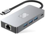 Tech-Protect Adaptor HUB aluminiu 9-in-1 TECH-PROTECT HB05, USB-C - 3x USB 3.0, 1x HDMI, 1x RJ45, 1x USB-C 100W, 1x USB-C, 1x MicroSD, 1x SD, Gri (5906302360543)