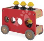 Janod Fa tűzoltókocsi Fire Engine Bolid Janod 4 tűzoltó figura 24 hó-tól (J04632)