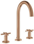 GROHE Atrio 3-lyukas mosdócsaptelep L-es méret, húzórudas leeresztővel, szálcsiszolt rose arany 20643DL0 (20643DL0)