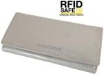 GREGORIO RFID védett, bézs, belső zippes, kártyatartós hosszú pénztárca CB-106 - taskaweb