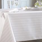 Pucioasa Fata de masa damasc dungi, bumbac 100%, 160x320cm, alba Fata de masa