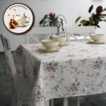 Pucioasa Fata de masa teflonata din bumbac, rotunda, diametru 140cm, model floral mov Fata de masa