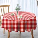 Pucioasa Fata de masa teflonata din bumbac, rotunda cu diametru 180cm, patratele rosii Fata de masa