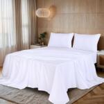 First Choice® Cearceaf alb pat 1 persoana din bumbac satinat si o fata perna, 180x240cm