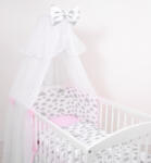 BabyLion 5 részes ágyneműhuzat szett -Rózsaszín - Szürke felhők - manopalota