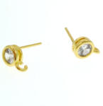  Arany Színű Cirkónia Strasszos Bedugós Fülbevaló 6x8, 5mm