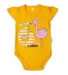 Baby Nellys Baba Nellys Cotton baba bodyk, rövid. hüvely, Flamingo - mustár Velikost koj. oblečení: 80 (9-12m)
