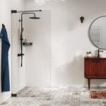 Sealskin Pure perete cabină de duș walk-in 100 cm negru mat/sticla transparentă PU011006195100 (PU011006195100)