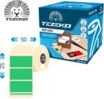 Tezeko 50 mm x 25 mm Műanyag Tekercses etikett címke Zöld ( 1200 címke/tekercs ) (M0500002500-005)