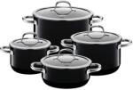 Silit Set de oale cu inductie Silit Passion Black 4 pies, Set de oale de gatit cu capac din sticla, Silargan Ceramic functional, Set de oale cu inductie fara nichel, negru (2109297178)