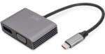 ASSMANN USB Type-C 4K 2-in-1 DisplayPort + VGA Graphics Adapter Silver (DA-70827)