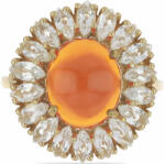  Arannyal Bevont Ezüst Gyűrű Lega Dembi Narancs Opállal és Fehér Topázzal, Y47899/57