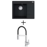 Franke CNG 611-62 TL + FRANKE FC 6085 CSAPTELEP - onyx, jobbos medence (114.0637.492 + 115.0626.085)