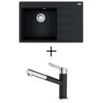 Franke CNG 611-78 TL + FRANKE FC 3055 ORBIT CSAPTELEP - onyx, jobbos medence (114.0637.510 + 115.0623.057)