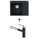 Franke CNG 611-62 TL + FRANKE FC 3055 ORBIT CSAPTELEP - onyx, jobbos medence (114.0637.492 + 115.0623.057)