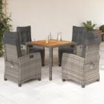 vidaXL 5 részes szürke polyrattan kerti étkezőgarnitúra párnával (3212913)