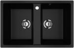 Ulgran U-608-344 Gránit Mosogatótálca - Kétmedencés, Matt Fekete (U-608-344) - watermarkt