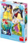Dino Puzzle 4 in 1 - Printesele si prieteni (4 x 54 piese) PlayLearn Toys Puzzle
