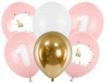 Partydeco Latex lufi 1. születésnap 11" 28cm, 6db, Kislány (LUFI567965)