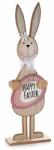 Decorer Figurina Iepuras Paste din lemn natur si roz 15 cm x 7 cm x 50 h (A51.44.65Adeco)