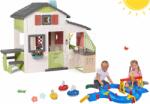 Smoby Set căsuţa Prietenilor și pista de apă cu macara Friends House Life Smoby extensibilă cu bucătărie și sonerie electronică cu 3 bărci cu pânză (SM810207-39) Casuta pentru copii