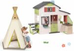 Smoby Set căsuţa Prietenilor și cort indian Friends House Life Smoby extensibilă reglabil în înălțime cu perdea și bucătărie de vară (SM810207-58) Casuta pentru copii