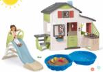 Smoby Set căsuţa Prietenilor și tobogan de 1, 5 m GM Slide Friends House Life Smoby extensibilă cu bucătărie și sonerie electronică cu nisipar scoică (SM810207-35) Casuta pentru copii
