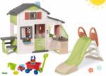 Smoby Set căsuţa Prietenilor și tobogan de 1, 5 m Friends House Life Smoby extensibilă cu joc de apă și bucătărie cu sonerie și cărucior de tras (SM810207-36) Casuta pentru copii
