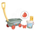 Smoby Cărucior de tras cu set de găleată Beach Cart Life Smoby cu lopățică greblă și forme de nisip de la 18 luni (SM867034)