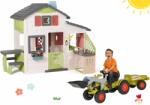 Smoby Set căsuţa Prietenilor și tractor cu pedale Friends House Life Smoby extensibilă cu remorcă și încărcător cu bucătărie și sonerie (SM810207-45) Casuta pentru copii