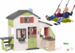 Smoby Set căsuţa Prietenilor și leagăn agățabil Friends House Life Smoby extensibilă cu bucătărie și sonerie electronică (SM810207-57) Casuta pentru copii