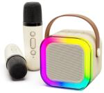 MRG Set Boxa Bluetooth Karaoke Cu 2 Microfoane Wireless MRG MK12, Bluetooth 5.3, Lumini RGB, 4 Efecte Vocale, Sunet Stereo 3D 5W, Alb