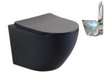 Inter Ceramic Set vas WC suspendat Inter Ceramic Tornado Rimless cu capac slim negru finisaj mat (4937MB TORNADO)