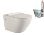 Inter Ceramic Set vas WC suspendat Inter Ceramic Rimless cu capac slim alb lucios functie bideu (3755W BIDET)