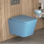 Inter Ceramic Set vas WC suspendat Inter Ceramic Rimless albastru mat cu capac softclose (5135BL)