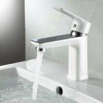 Inter Ceramic Baterie lavoar Inter Ceramic Hana monocomanda alb mat - crom lucios (1453153W)