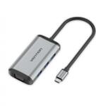 Vention USB-C - HDMI/VGA/USB3.03/PD 0, 15m, (szürke, fémszerű), Dokkoló