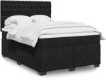 vidaXL fekete bársony rugós ágy matraccal 140x200 cm (3293238)